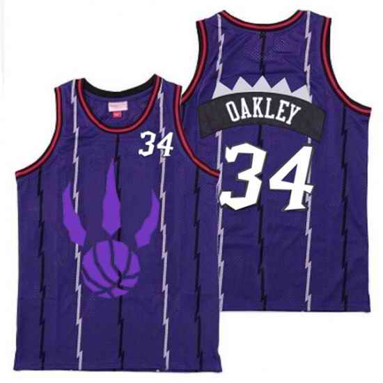 Raptors 34 Charles Oakley Purple Logo Retro Jersey 5